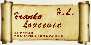 Hranko Lovčević vizit kartica